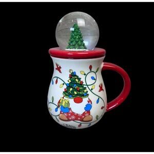 Temptations by Tara Christmas Gnome Snow Globe Mug with Lid QVC Festive Holiday